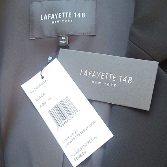 NWT Lafayette 148 Classic Black 2 Button Crepe Blazer 14 - Picture 7 of 9